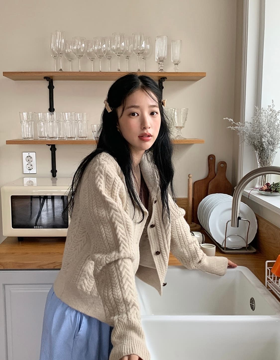 케이블 울 니트 가디건 상품이미지2