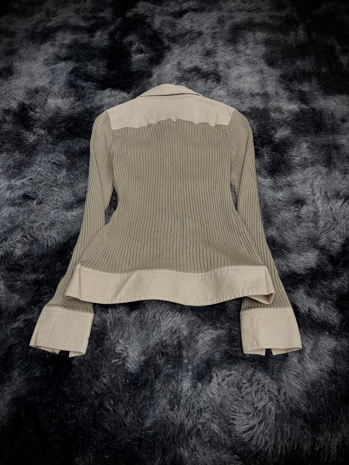 베이지 골지 포켓 드라이버스 니트카라집업 상품이미지2