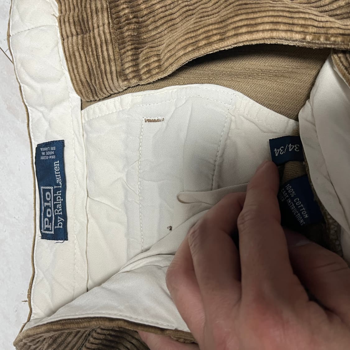 90s POLO 폴로 코듀로이 팬츠 베이지 34/34 상품이미지3