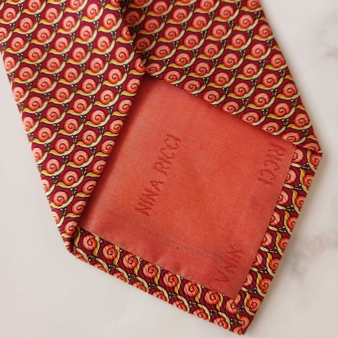 니나리치 실크 오렌지 스파이럴 패턴 넥타이 9.3cm A등급 A18878 상품이미지6