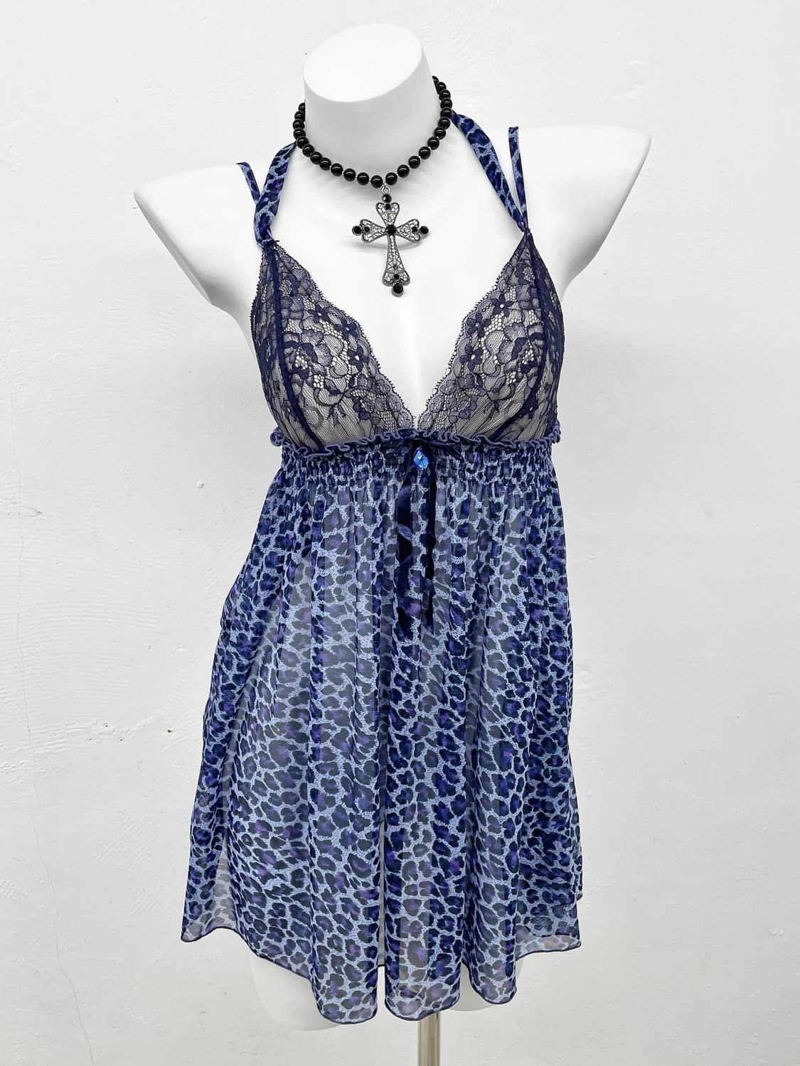 에블린 갸루 레오파드 홀터 슬립 상품이미지1