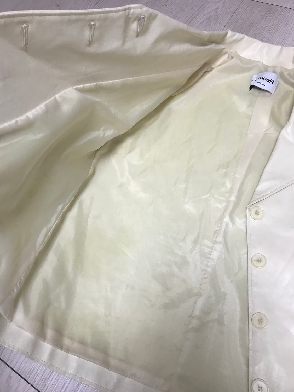 아이보리 오버핏 여성 레더 가죽 자켓 상품이미지3