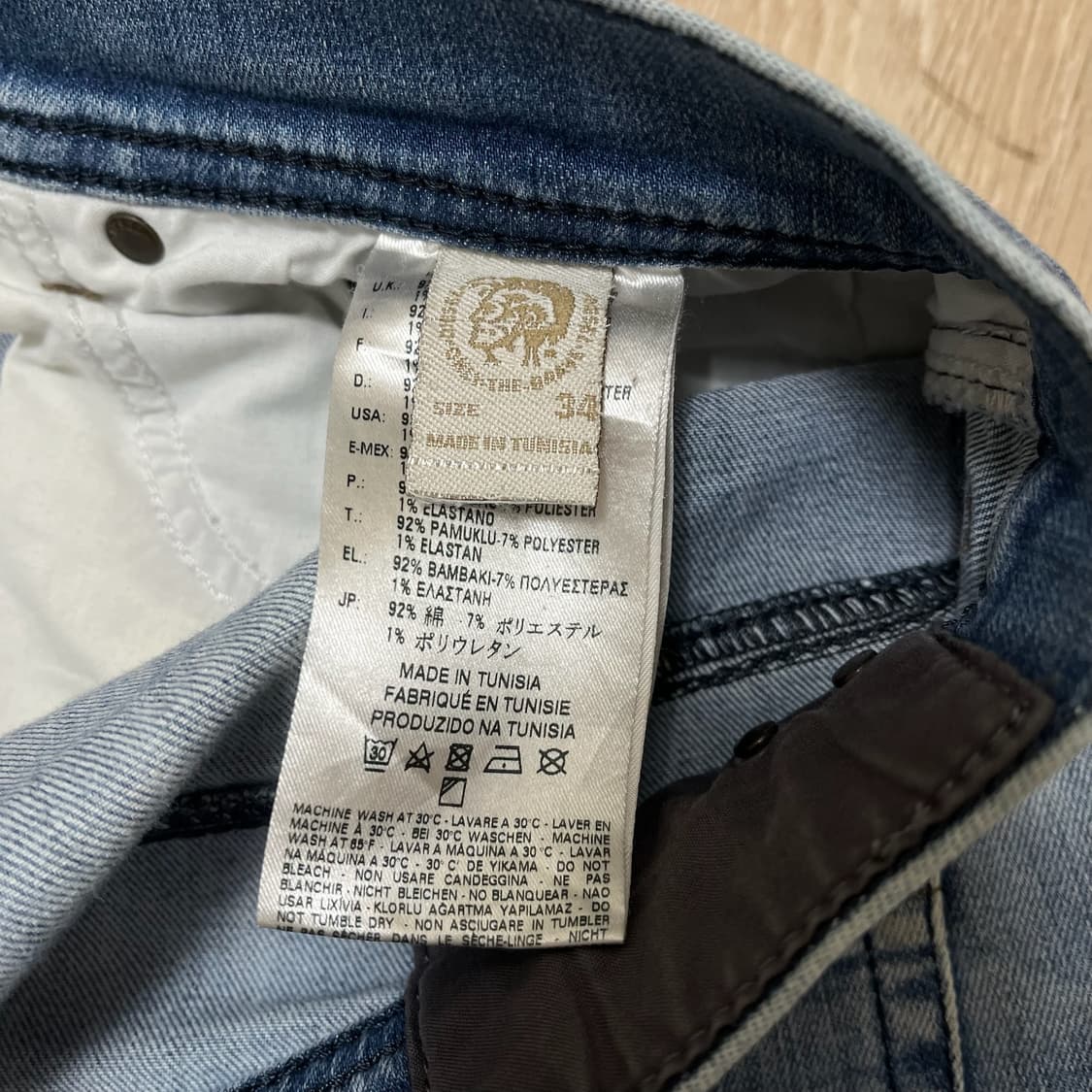 디젤 테파 슬림 캐럿 데미지 워싱 데님 청바지 [중청] W34 L32 상품이미지8