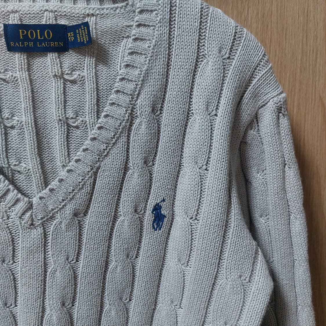 (정품) 폴로 랄프로렌 브이넥 꽈배기 니트 그레이 상품이미지3