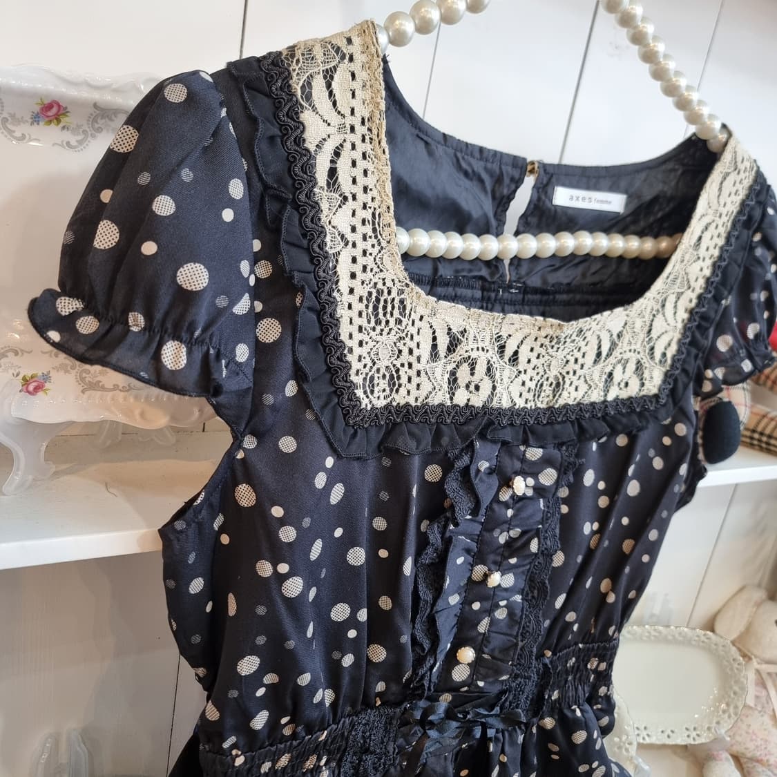 엑시즈팜(axes femme) 블랙 도트원피스 상품이미지5