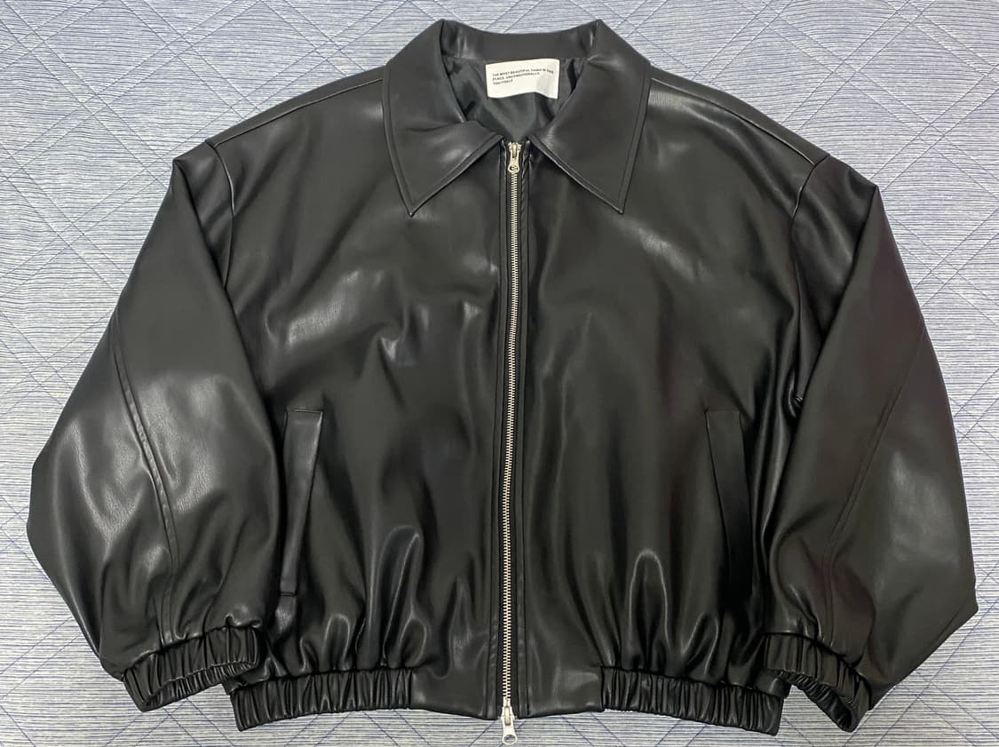 플레이스스튜디오 비건 레더 오버핏 블루종 블랙 상품이미지2