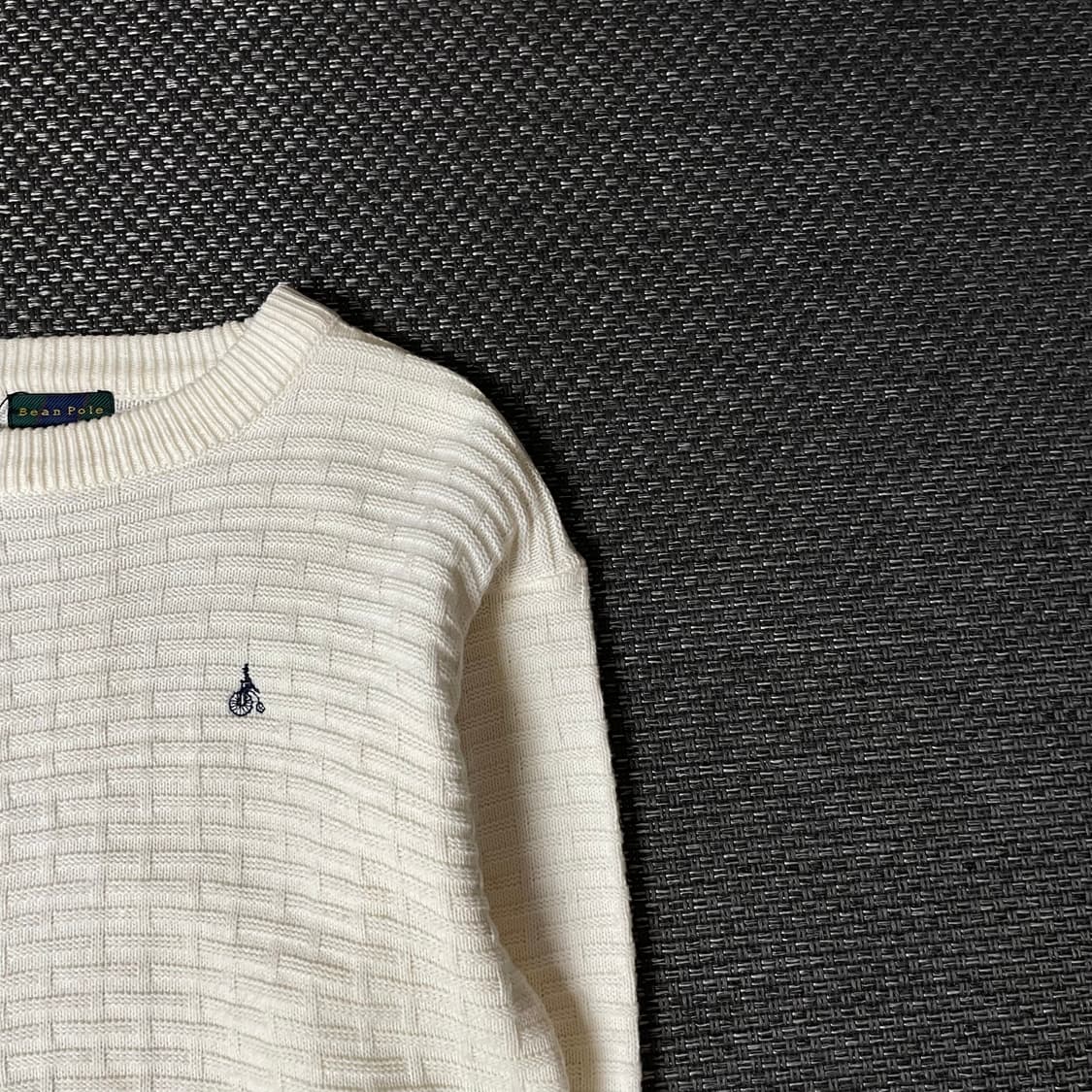빈폴 자수로고 아이보리 패턴짜임 긴팔 니트 상품이미지3