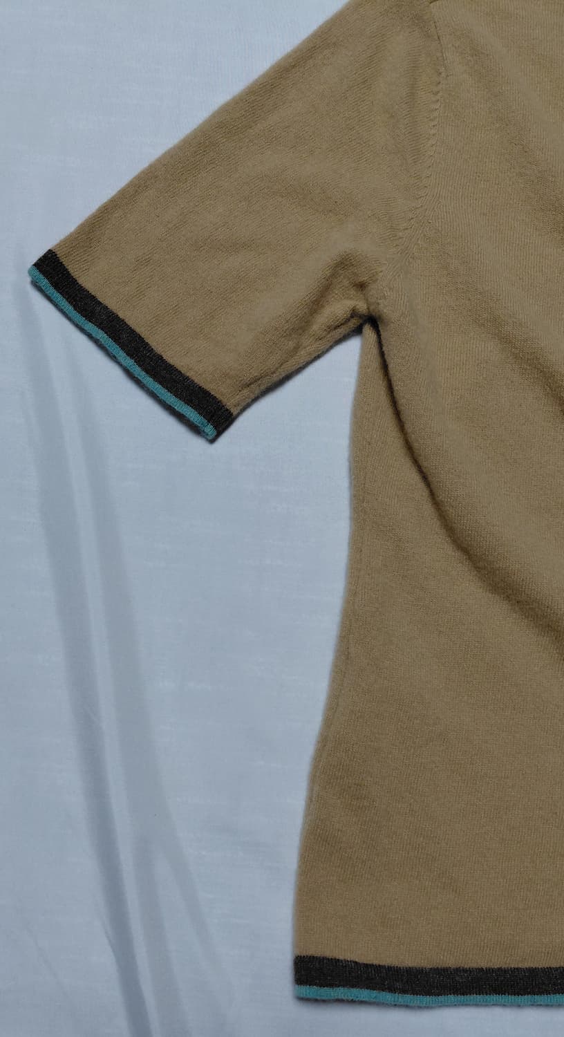 (울 100%) IY BASICS 아가일 패턴 반팔 터틀넥 니트 상품이미지8