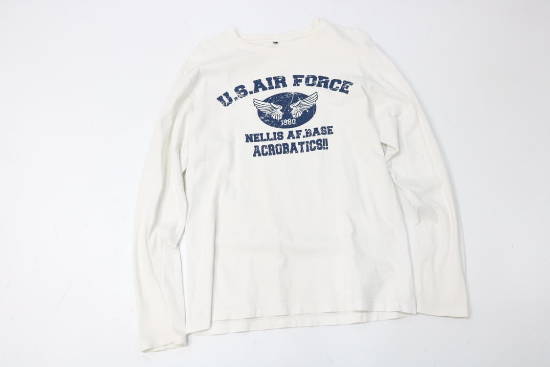 빈티지 미공군 U.S. AIR FORCE 데미지 나염 롱슬리브 티셔츠 상품이미지2