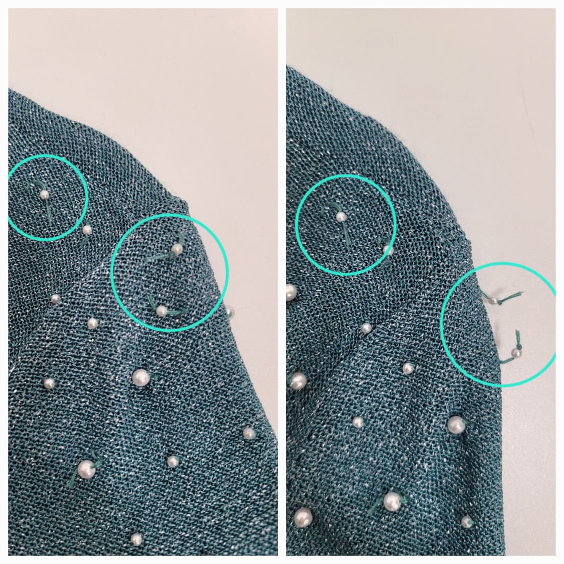 모스키노 칩앤시크 진주 장식 레이온 가디건 / 여 100 멜란지 블루
 상품이미지6