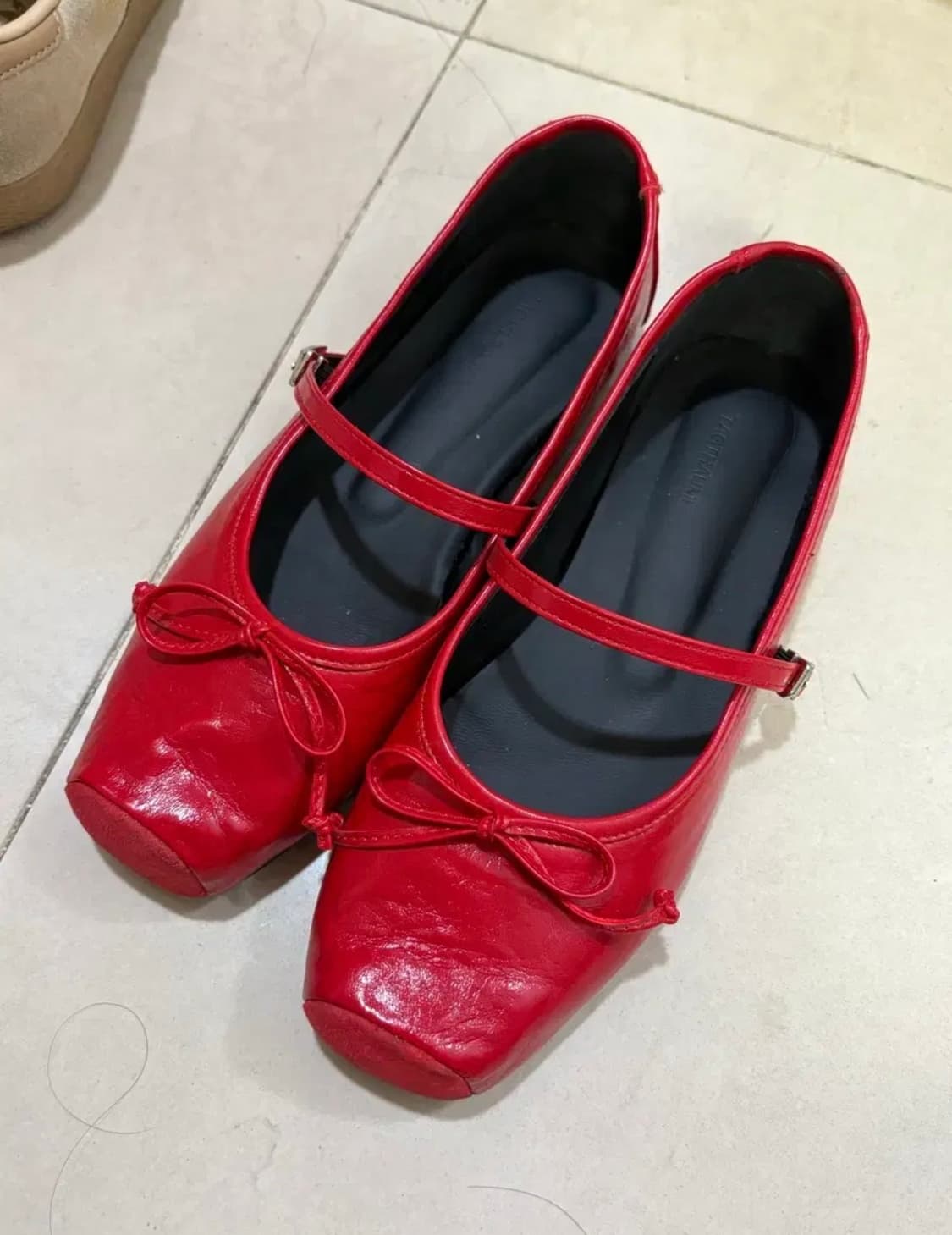 (수수료X)타크트로이메 줄리엣 스웨이드 스퀘어토 리본 플랫슈즈 발레코어 상품이미지7