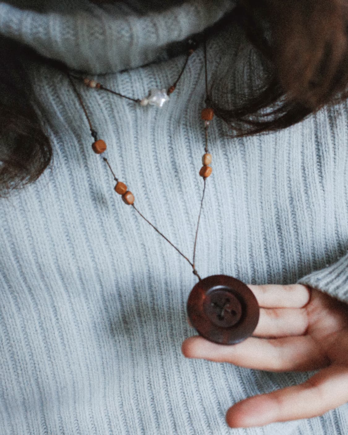 chip botton necklace 칩 단추 목걸이 핸드메이드 상품이미지3