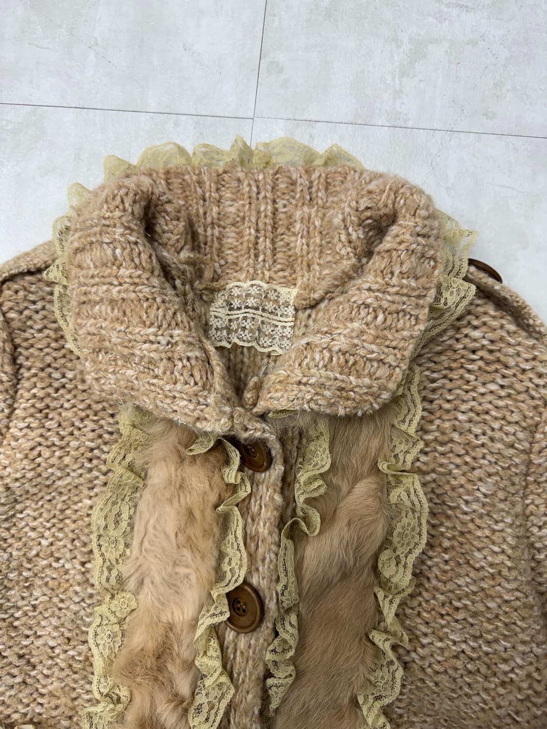 •빈티지 퍼 디테일 니트 롱 가디건 상품이미지4