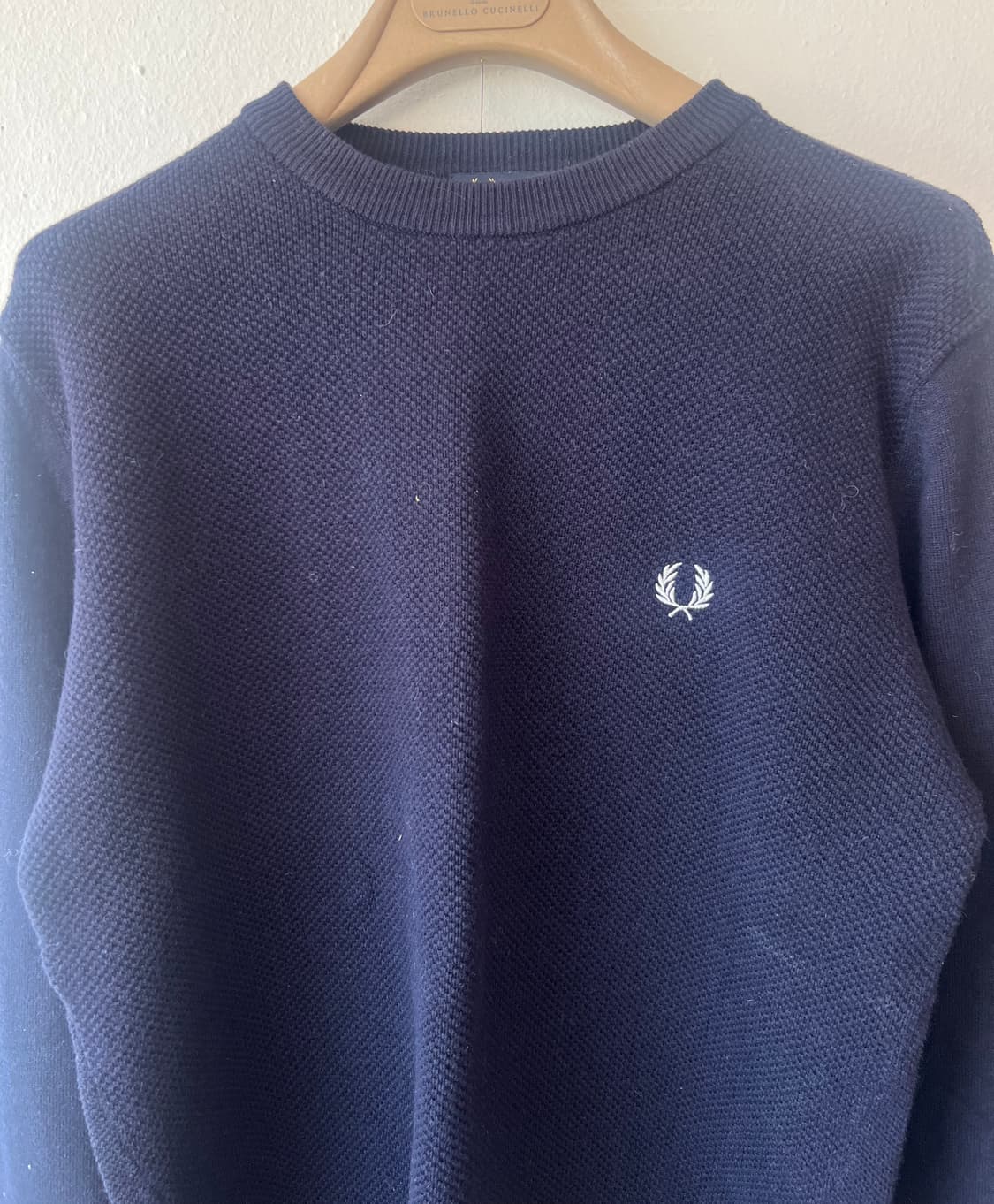 프레드페리 남성 네이비 라운드울니트  상품이미지2