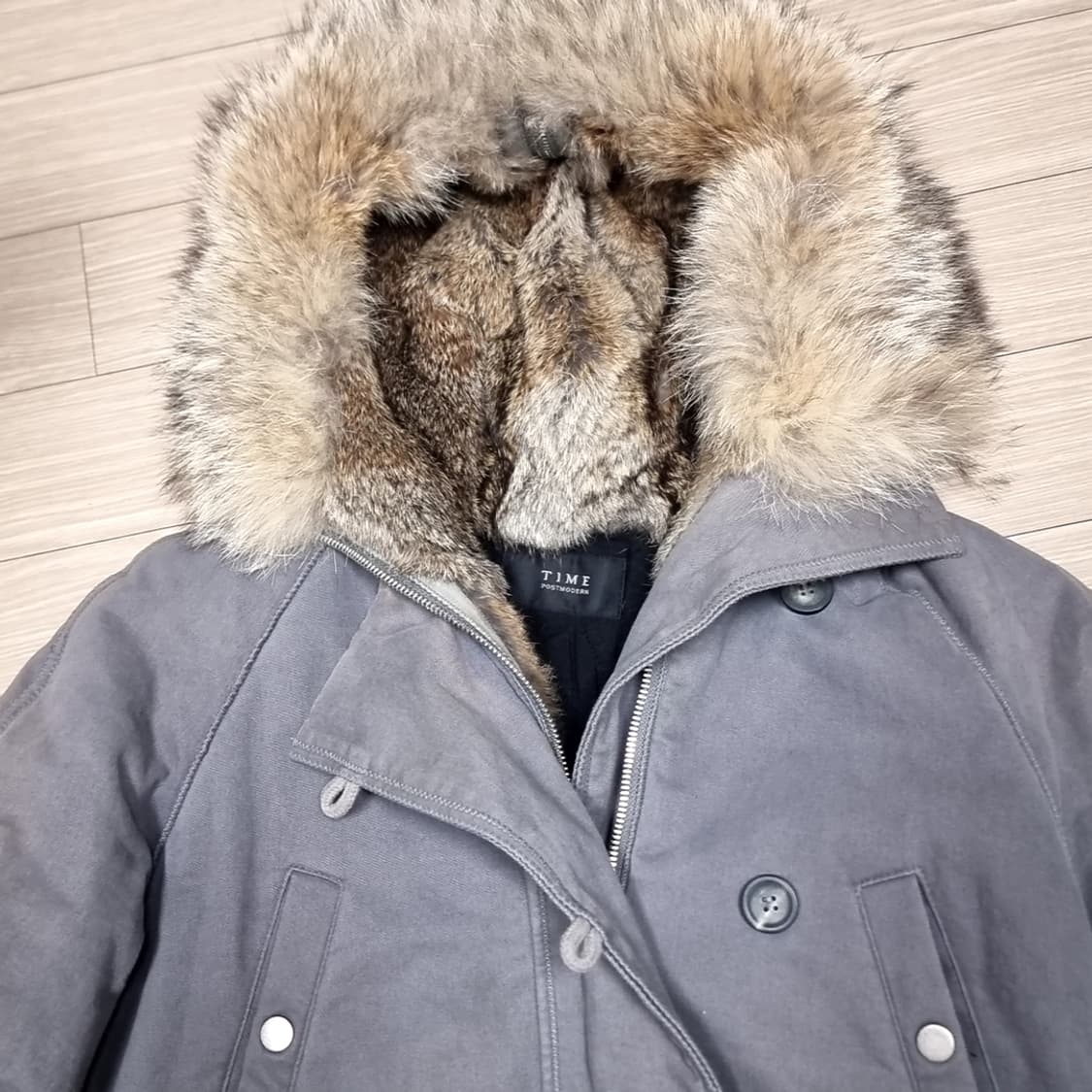 TIME 회색 n3b후드 퍼 야상 점퍼(82-94-160) 상품이미지2