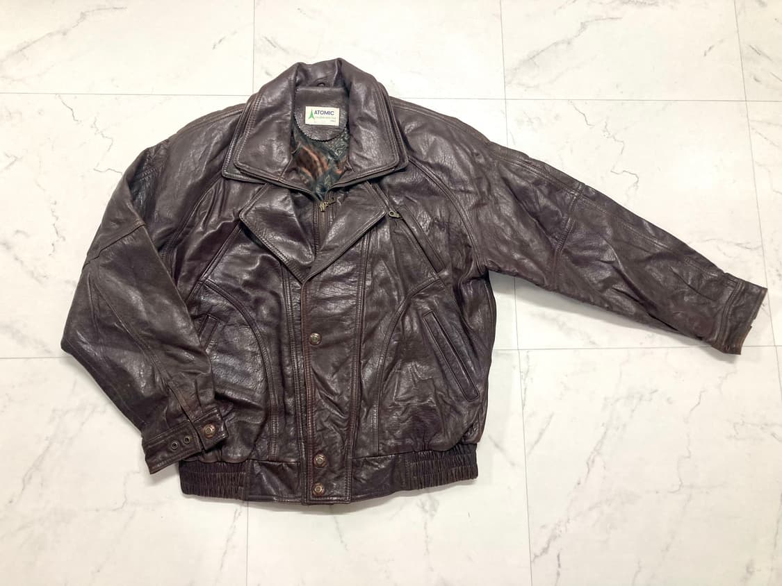90s 아토믹 양가죽 램스킨 레더 봄버 자켓 100-105 상품이미지1