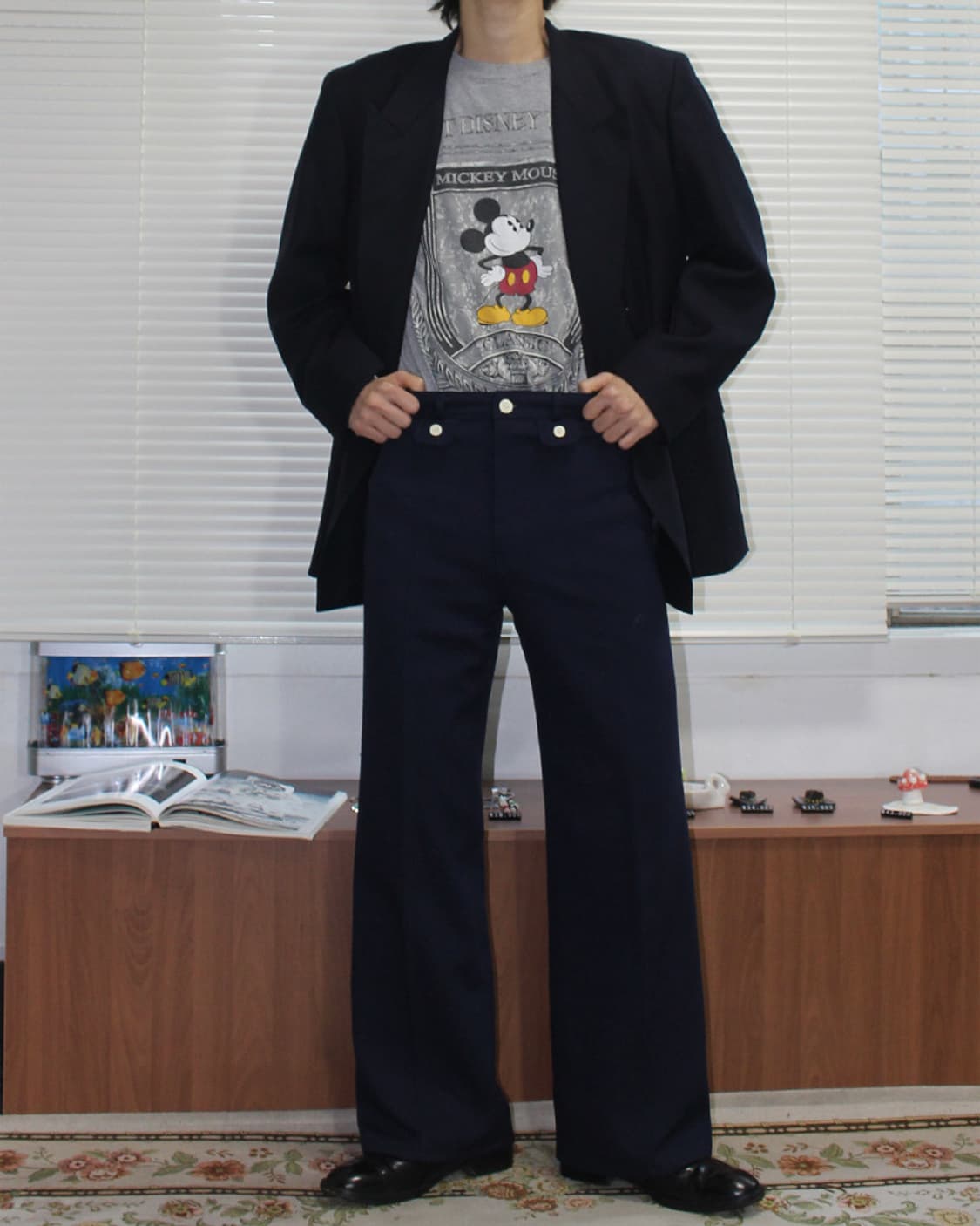 빈티지 에드윈 네이비 와이드 폴리 팬츠 슬랙스 상품이미지3