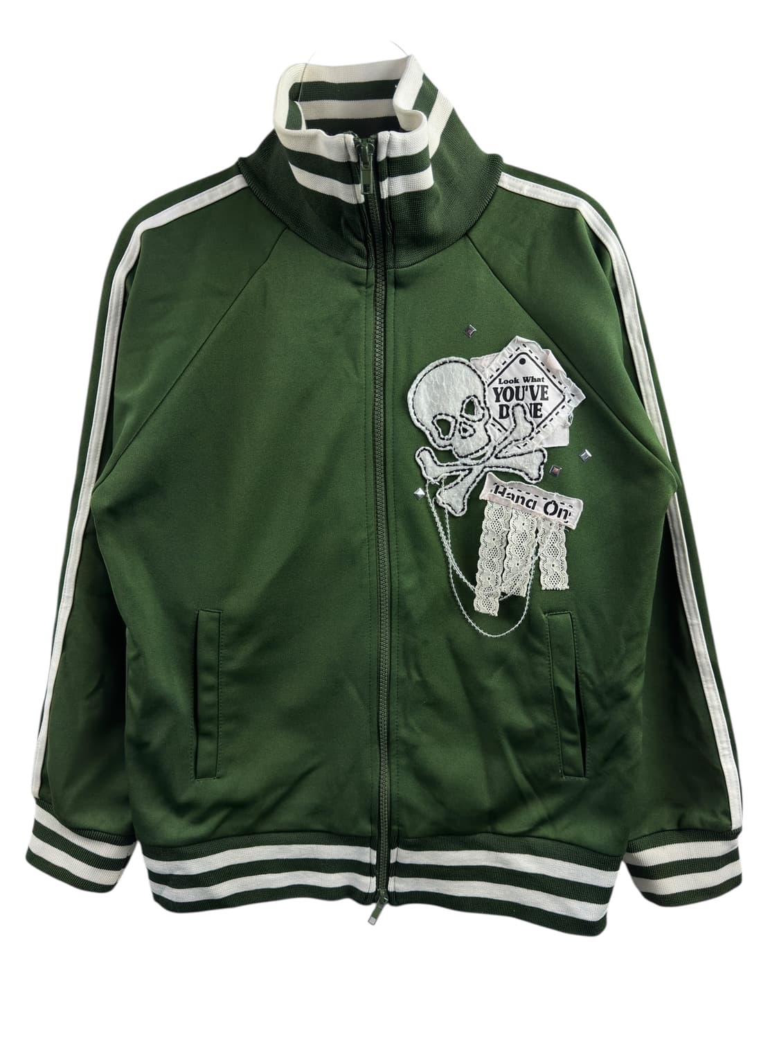 JPN Y2K 펑크 갸루 스컬 레이스 딱붙 져지1428 상품이미지1