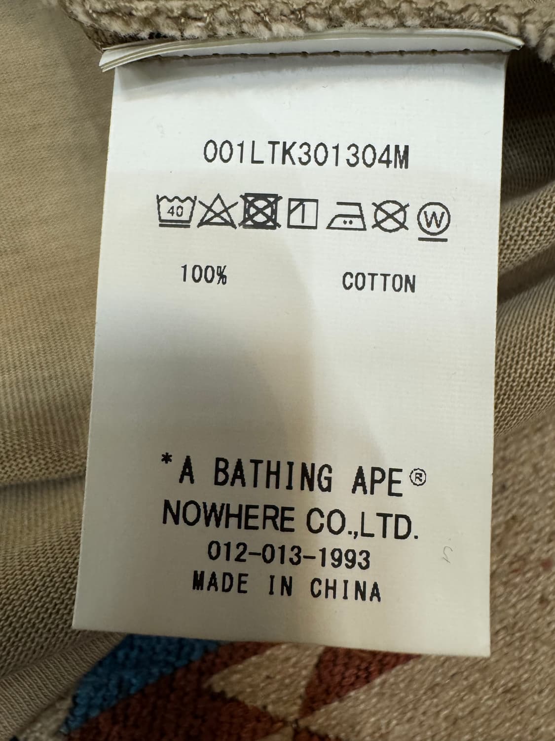 [L] 베이프 가먼트 다잉 롱 슬리브 티셔츠 베이지  상품이미지6