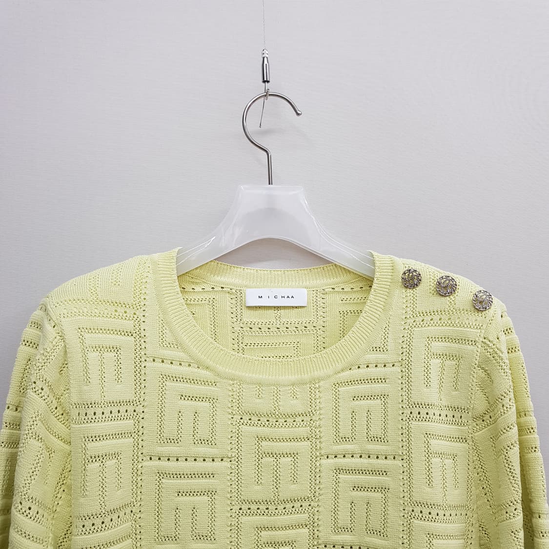 미샤(MICHAA) 2023 패턴 니트 반팔 탑 M사이즈 상품이미지2