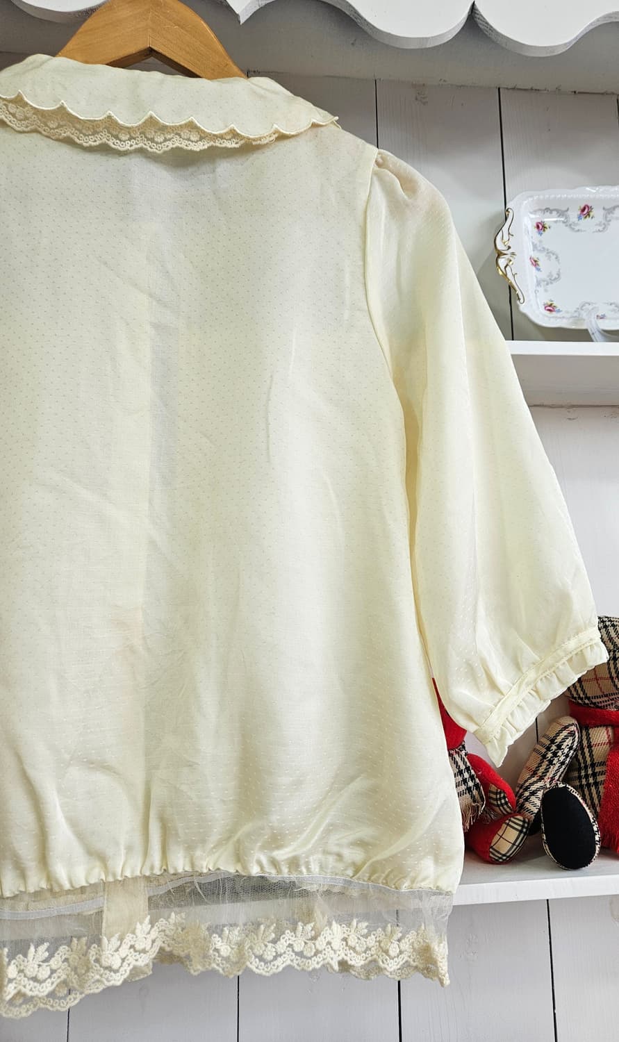 레이스 카라 리본 블라우스 상품이미지8