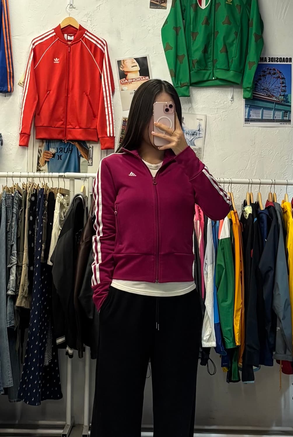 아디다스 에센셜 삼선로고 퍼플 트랙탑 져지 XS 상품이미지1