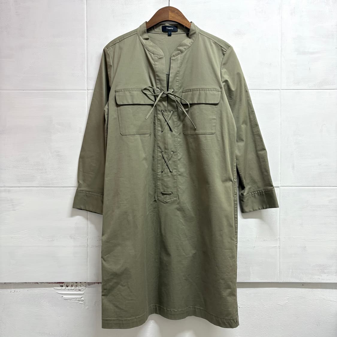 Theory Jullitah Poplin 띠어리 카키 셔츠 원피스  상품이미지1