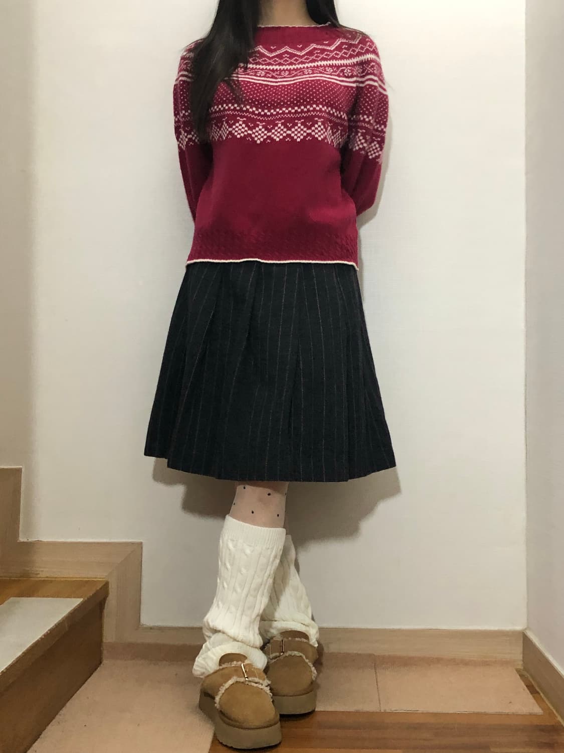 빈티지 그레이 비비드 스트라이프 스커트 상품이미지3