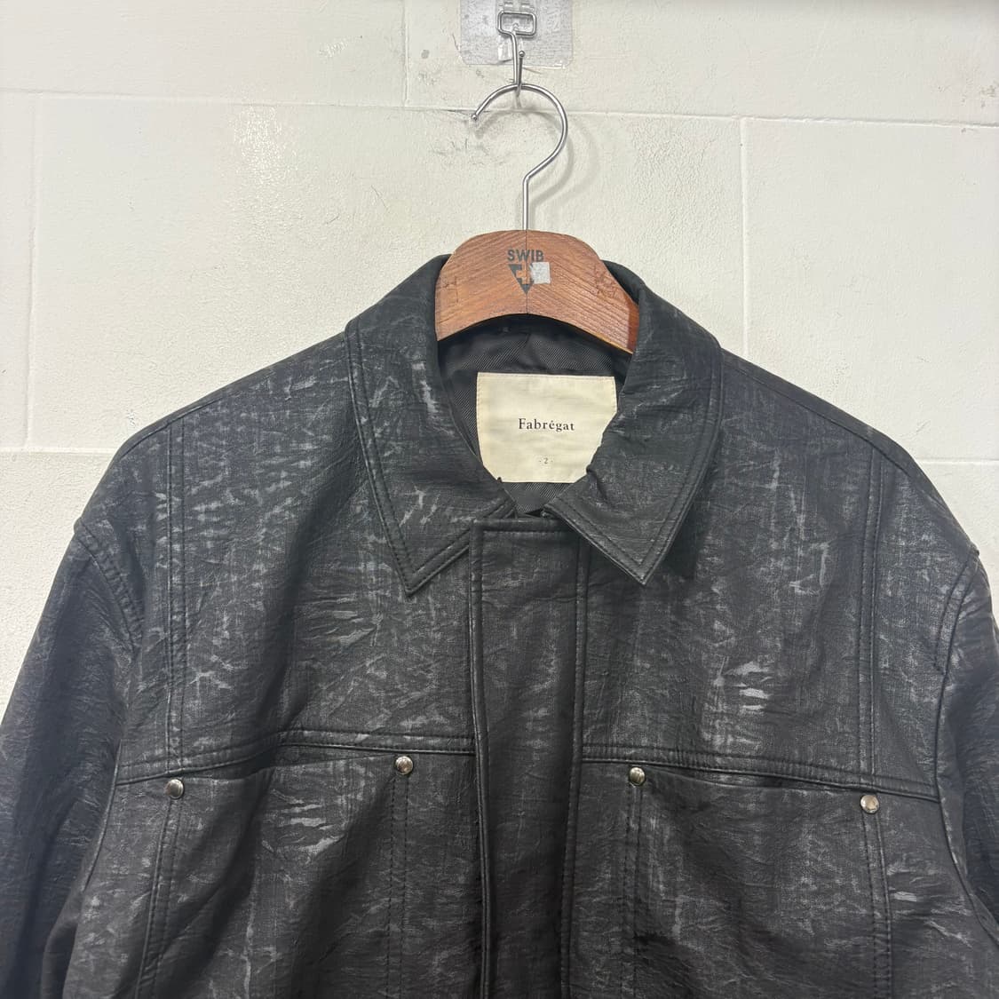 Fabregat 파브레가 히든 크롭 레더 블루종 자켓 상품이미지2