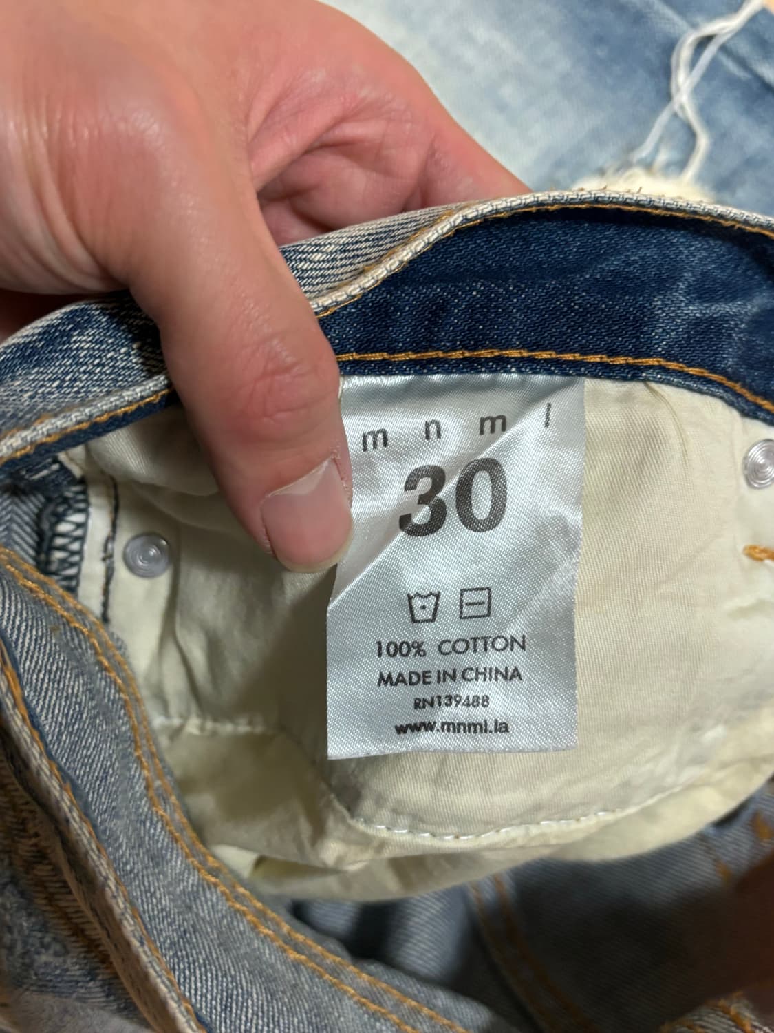 mnml 미니멀 피오갓st 데미지 워싱 데님팬츠 30사이즈 상품이미지3