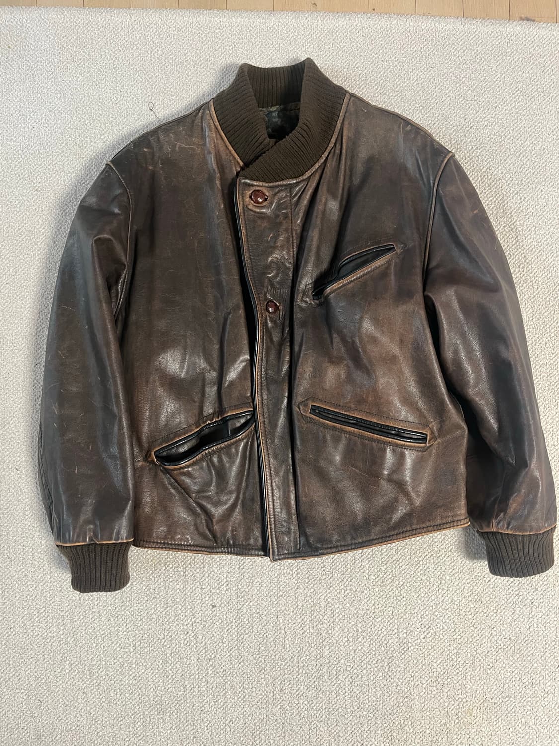 80s 휴고보스 카우하이드 레더자켓 상품이미지1