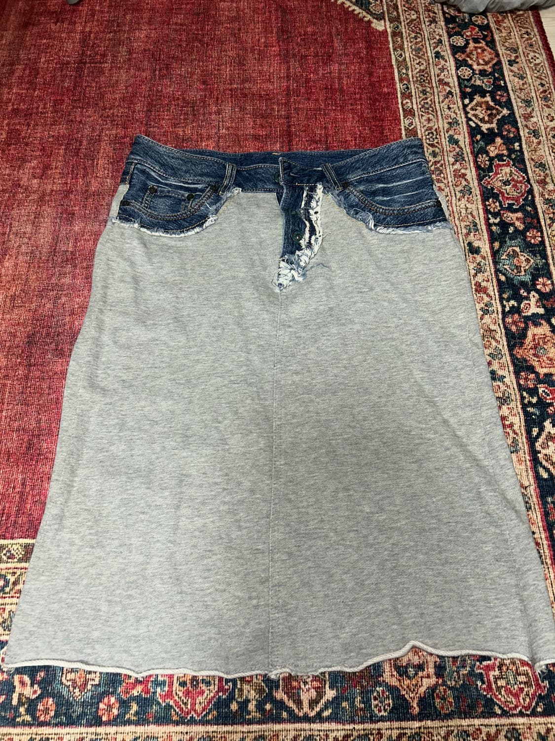 빈티지 데님 트레이닝 믹스매치 스커트  상품이미지1