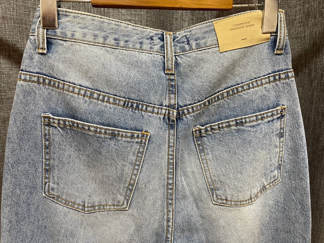 LONDON FLAT 런던플랏 빈티지 연청 하이웨스트 크롭데님/ M 상품이미지5