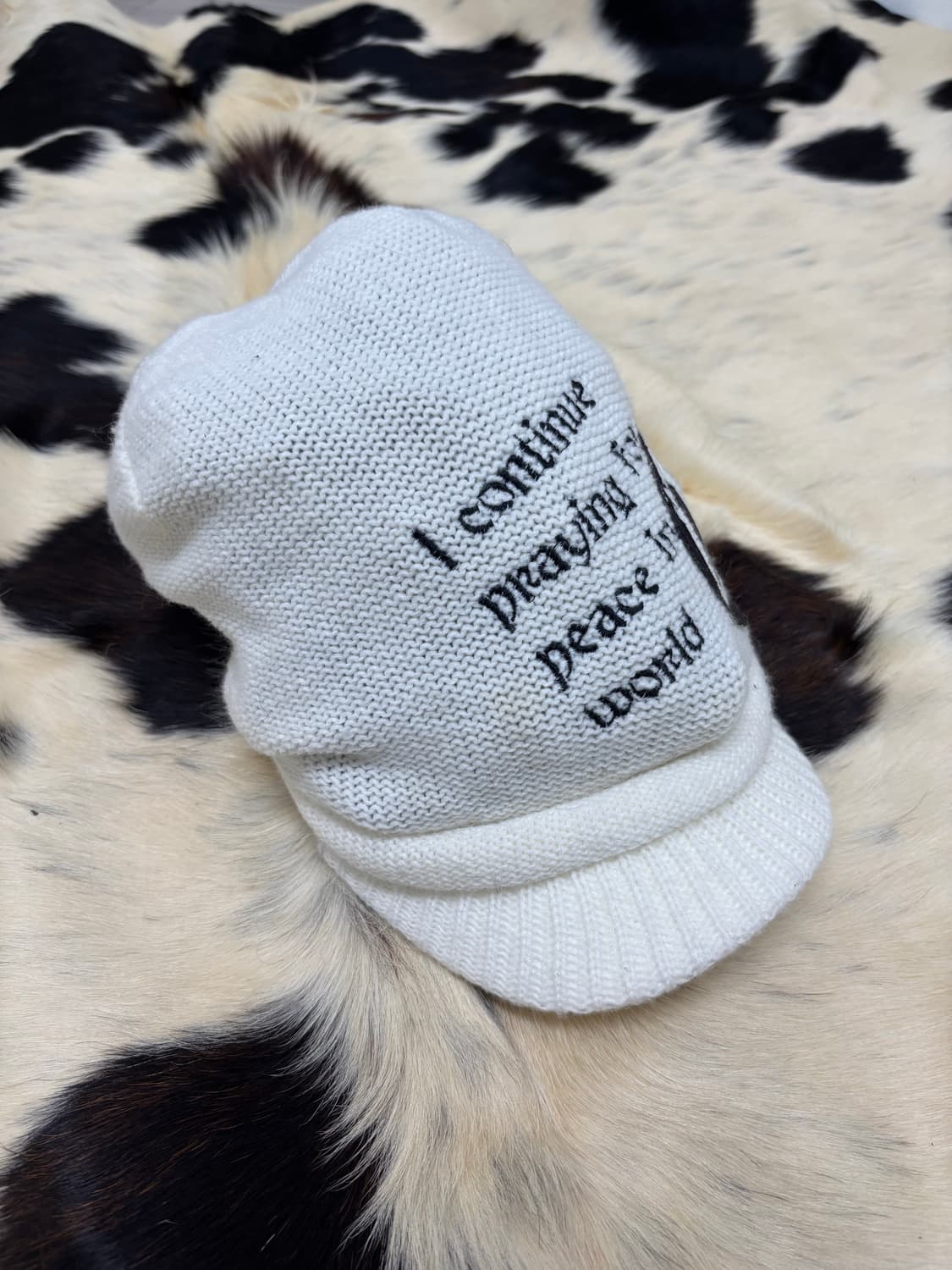 Y2K Lettering White Knit Cap Size   FREE 상품이미지4