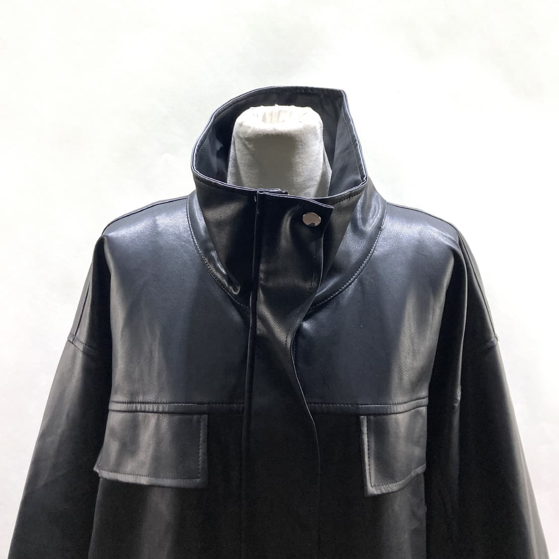 FRIFUL 여성 오버핏 레더자켓 블랙 XL  상품이미지2