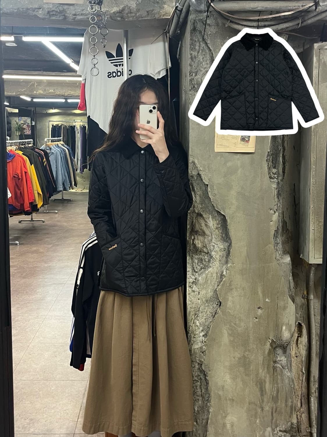 바버 카라 퀄팅 자켓 블랙 키즈 L #csz2163 상품이미지1