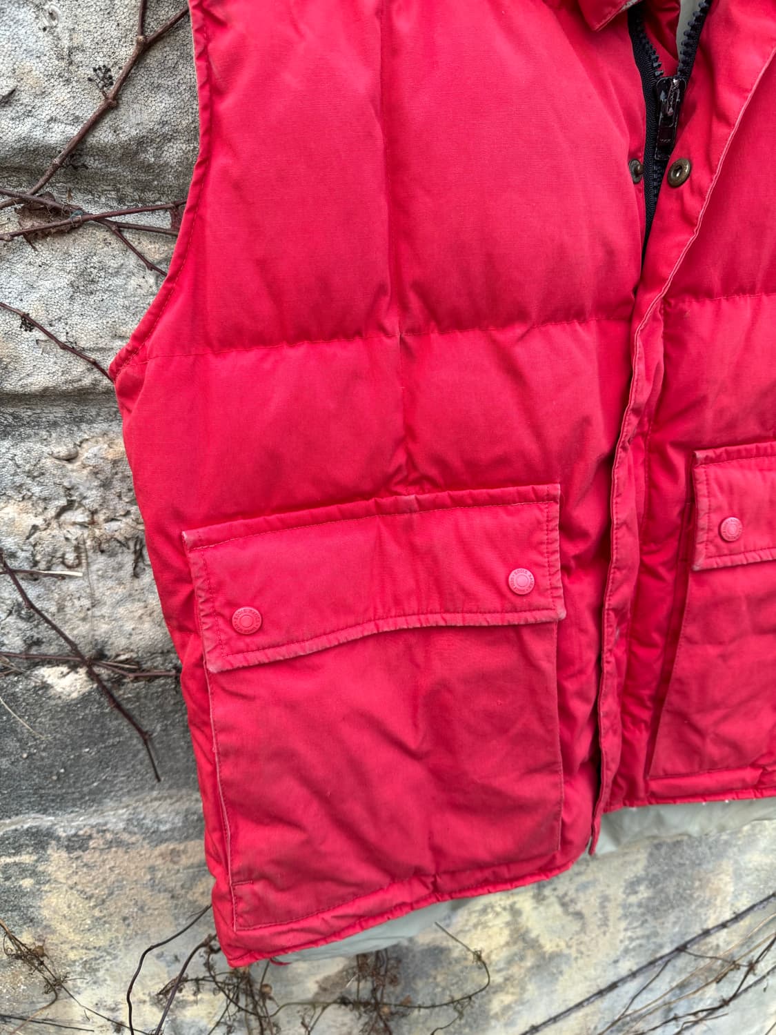 80s 에디바우어 빈티지 구스 다운 페이딩 레드 조끼 베스트 m 상품이미지3