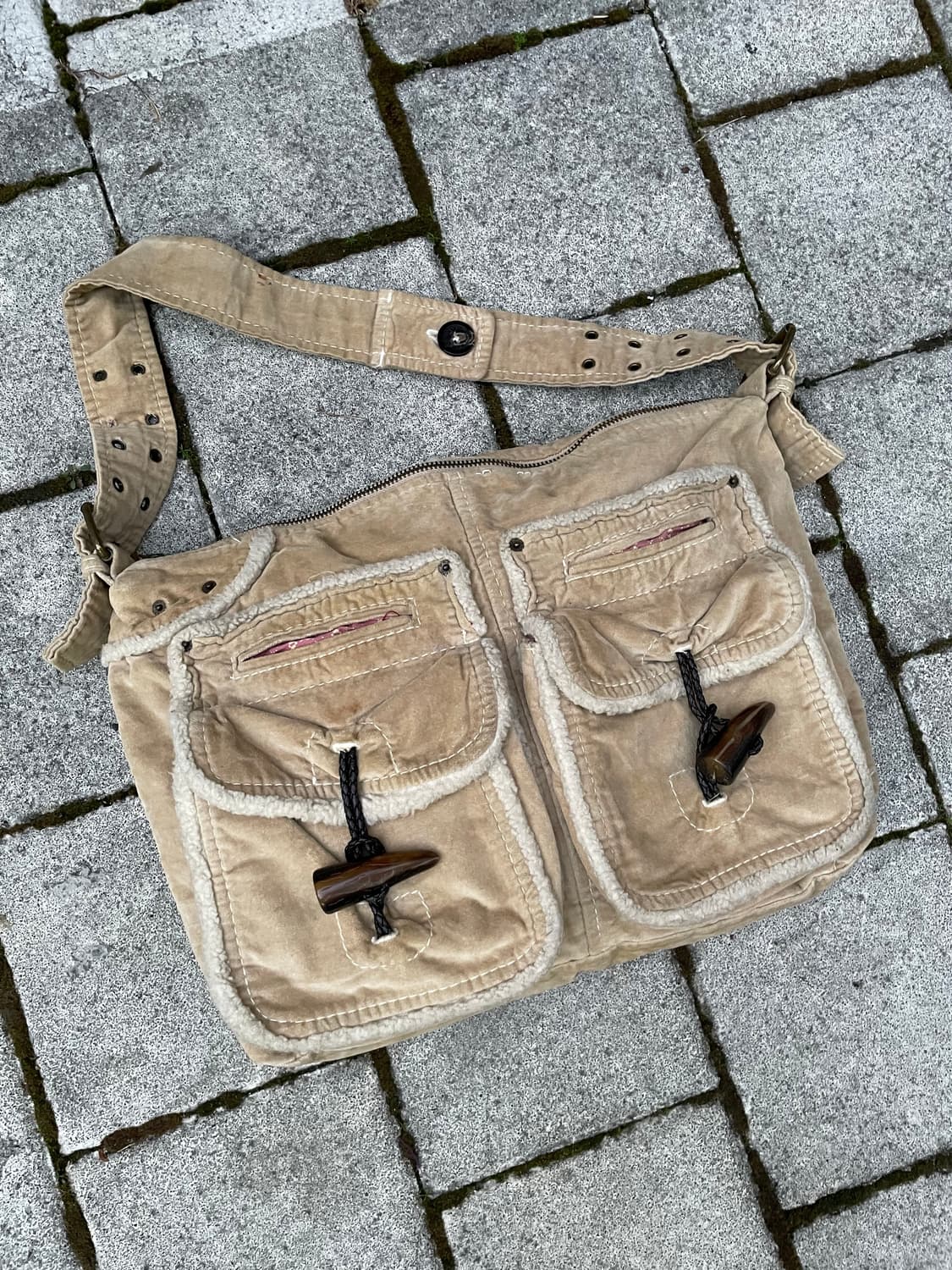 (빈티지)00‘s Gap 갭 코듀로이 양털 크로스 토트백 상품이미지2