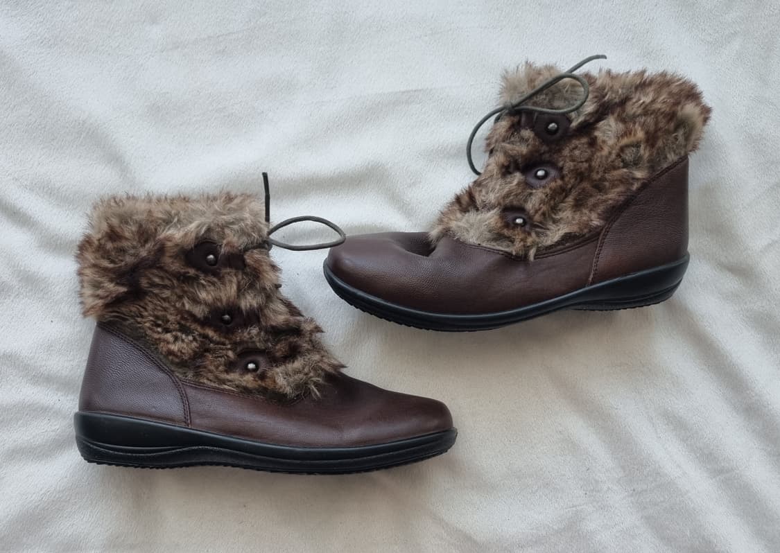 빈티지 모리걸 하구미 브라운 퍼 부츠 상품이미지1