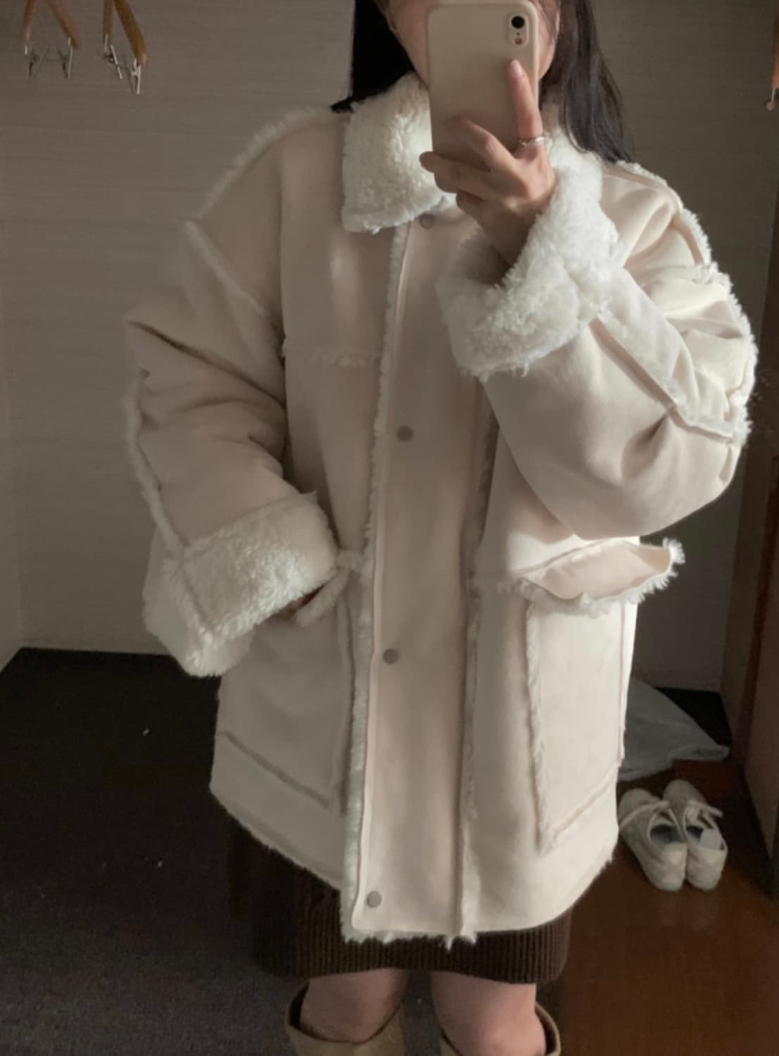 (새상품 택있음) 오이니 소프트 쉬어 무스탕 - 크림 상품이미지2