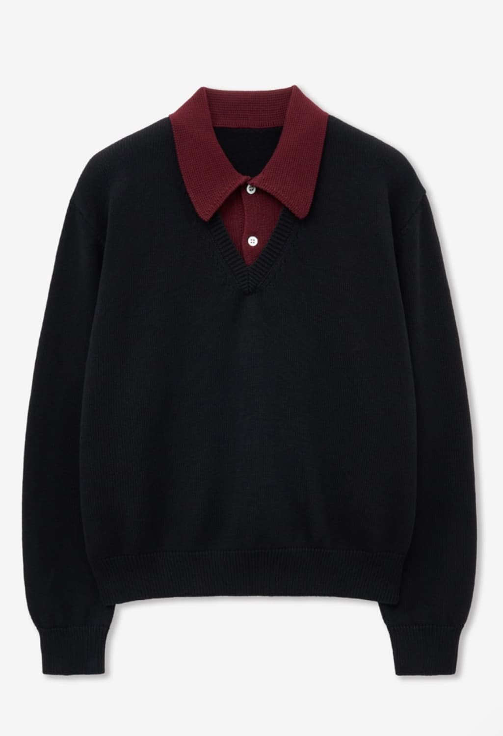 레이어드 카라 브이넥 블랙 판매합니다. 상품이미지1