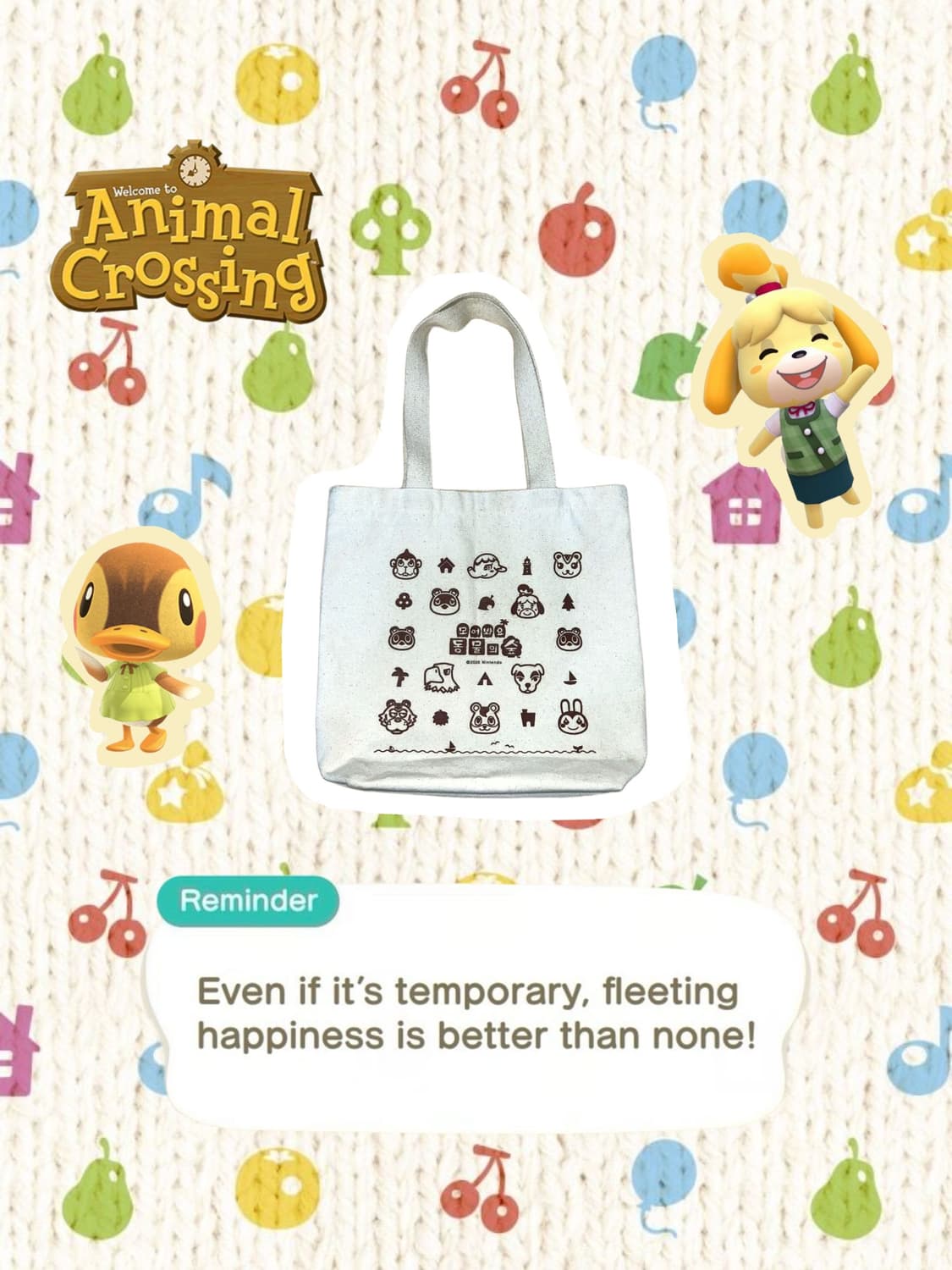 빈티지 모여봐요 동물의 숲 에코백 상품이미지1