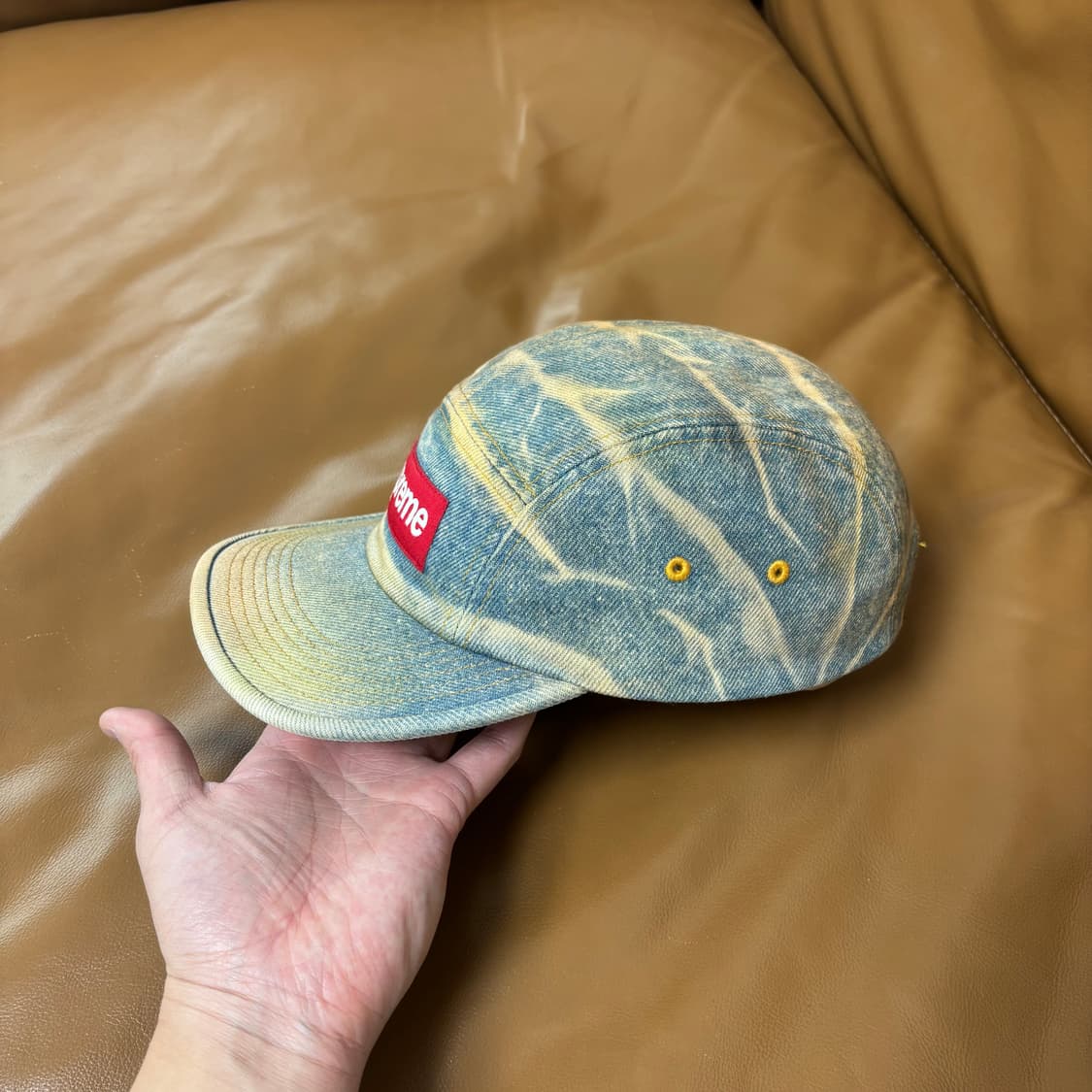 슈프림 캠프캡 모자 박스로고 더티 데님 상품이미지4