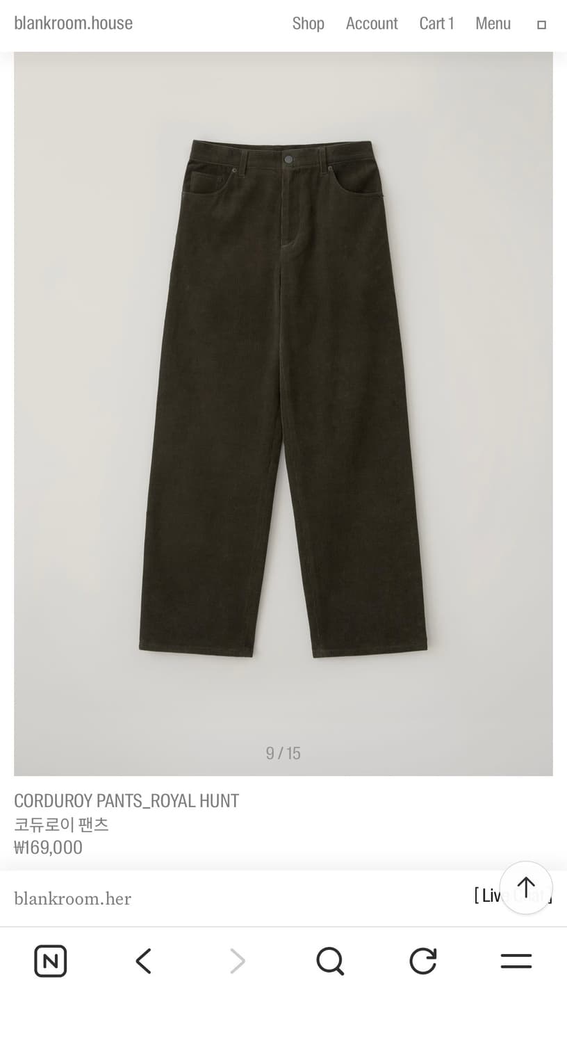 블랭크룸 코듀로이 팬츠 로얄헌트3 새상품 상품이미지1