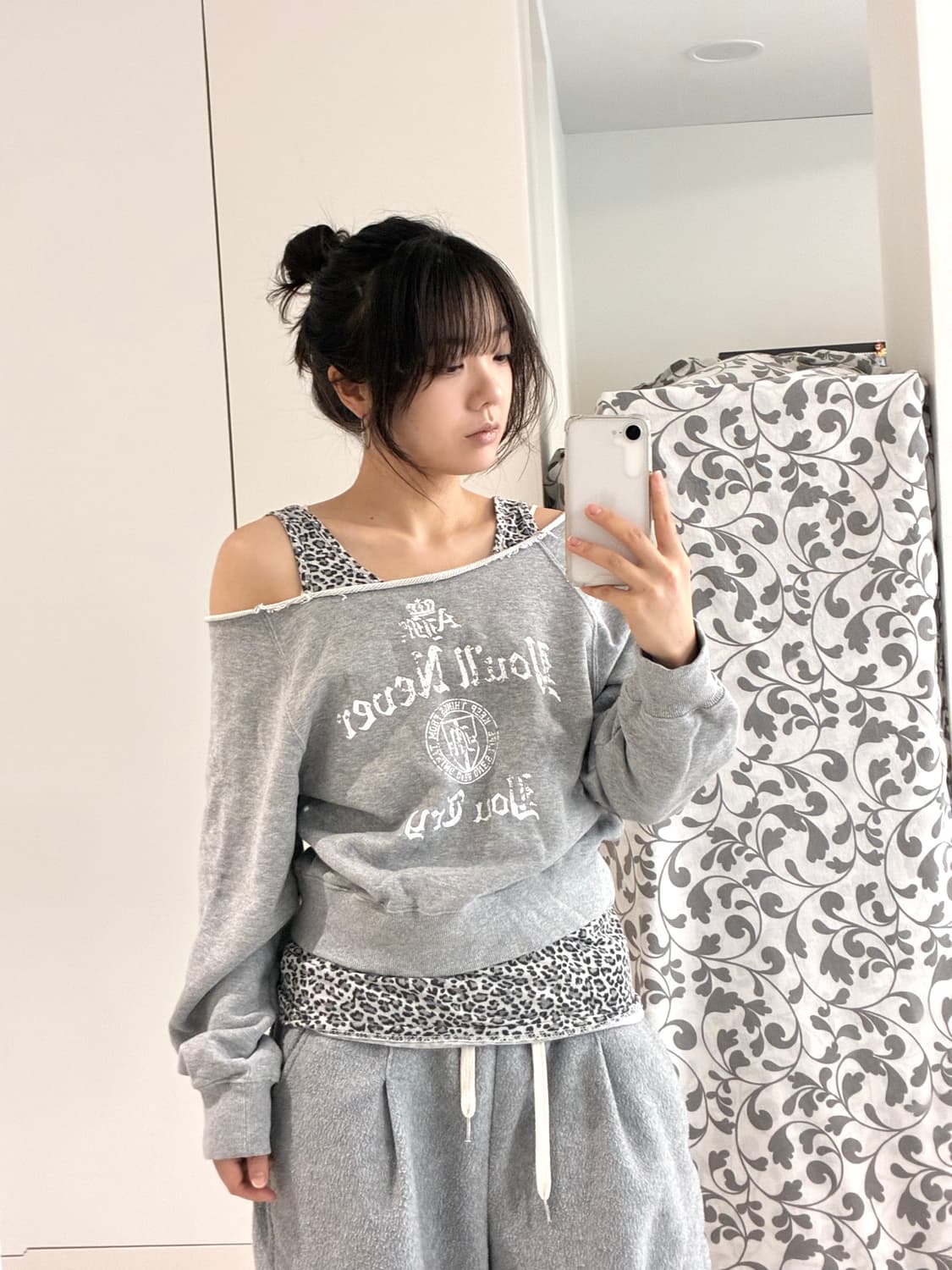 그레이 호피 오프숄더 2pc 상품이미지7