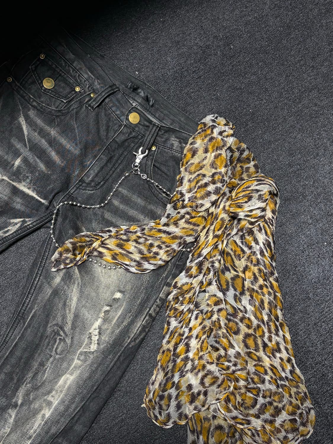 jpn Rock-Punk leopard Silk scarf 상품이미지1
