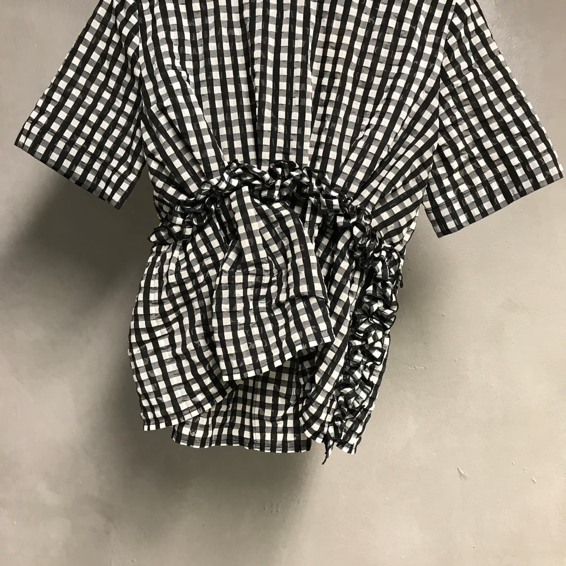 MSGM 깅엄체크 반팔 블라우스 42(W) 상품이미지3
