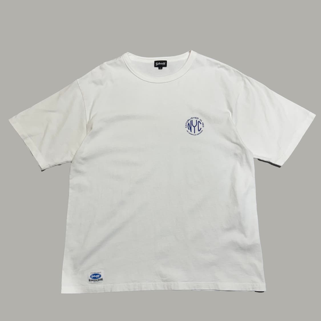 쇼트(Schott) 화이트컬러 양면 스탬프 프린팅 로고 크루넥 반팔 상품이미지8