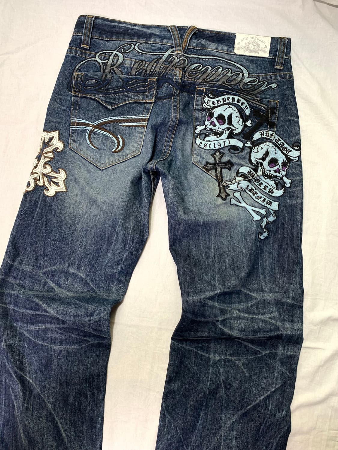 Red Pepper skull cross embroidered denim 상품이미지2