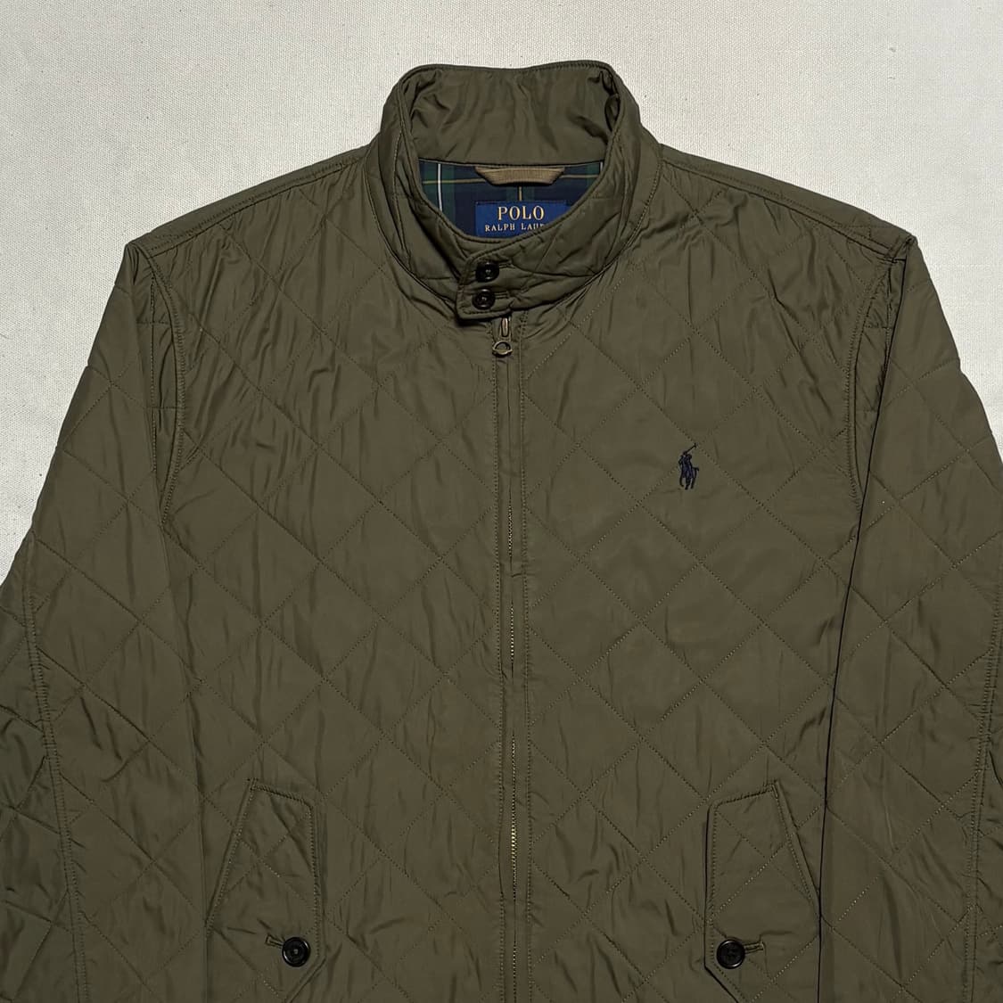 L 폴로랄프로렌 넥 버클 카키 퀼팅 자켓 상품이미지1